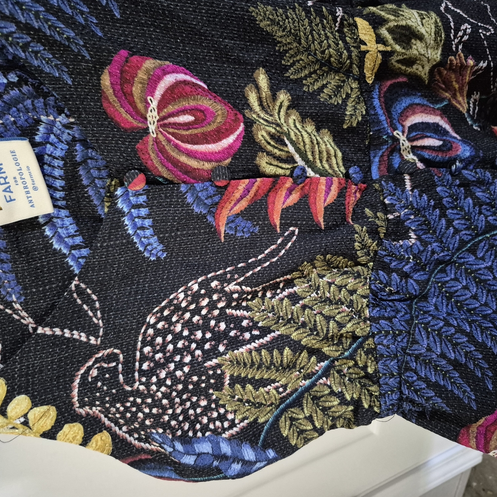 Farm Rio Nina Ruffled Cami Top Multi Button Front Eyelet Sleeveless Sz S